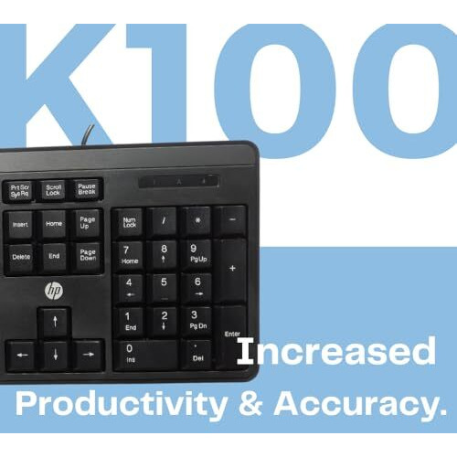 Hp K100 Wired Keyboard, Quick, Comfy And Accurate, Usb Plug & Play Setup,Led Indicators(7J4G1Aa)