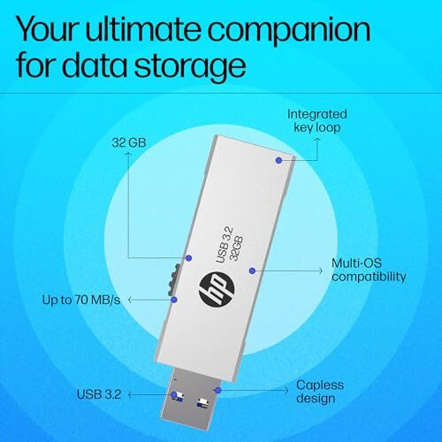 Hp 818W 32Gb Usb 3.2 Flash Drive Silver Metal