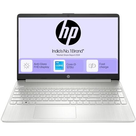 Hp 15S, 12Th Gen Intel Core I3-1215U Laptop (8Gb Ddr4, 512Gb Ssd) Anti-Glare, 15.6"/39.6Cm,Fhd, Win 11, Ms Office 21, Silver, 1.69Kg, Intel Uhd Graphics, Hd Camera, Dual Speakers, Fy5006Tu