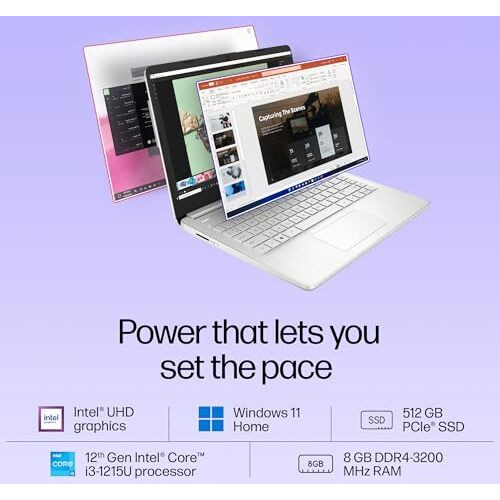 Hp 14S Core I3 12Th Gen (8Gb Ram/512Gb Ssd/Fhd/14 (35.6 Cm)/ Windows 11/ Ms Office 21/Backlit Keyboard/Silver/1.46Kg) Dq5138Tu Laptop