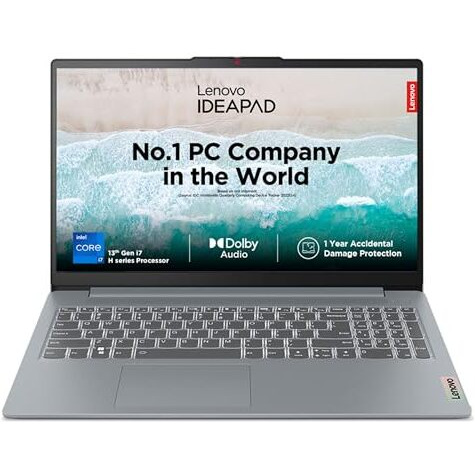 Lenovo Ideapad Slim 3, Intel Core I7-13620H, 13Th Gen, 16Gb Ram, 512Gb Ssd, Fhd Ips 300 Nits, 15"/38.1Cm, Windows 11, Msoffice 21, Grey, 1.6Kg, 83Em008Gin,1Yr Adp Free,Alexa Built-In Laptop
