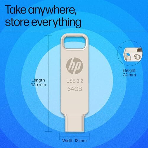 Hp 886C 64Gb Otg Usb Flash Drive 3.2 Gold/Metallic Swivel Design/Durable Metal Material