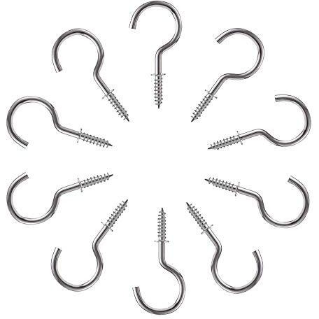 A10Shop Iris 2-Inch Steel Cup Ceiling Hook Holder | Kitchen Accessories Items | Hooks For Wall Without Drilling | Nickel Finish, Pack Of 10