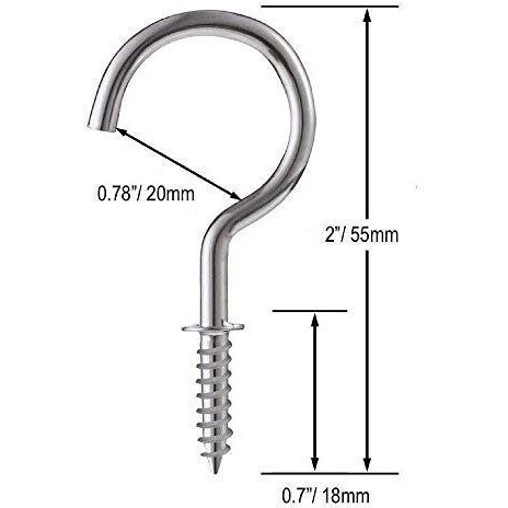 A10Shop Iris 2-Inch Steel Cup Ceiling Hook Holder | Kitchen Accessories Items | Hooks For Wall Without Drilling | Nickel Finish, Pack Of 10