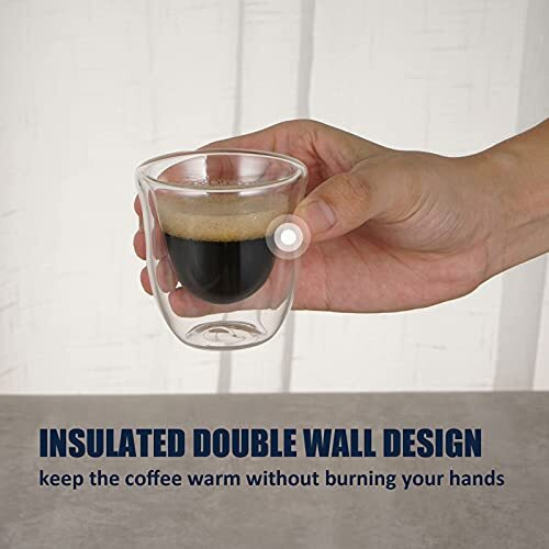 Baskety Double Walled Espresso Glasses, Set Of Insulated Espresso Shot Glass Durable Easy To Clean Demitasse Cups 70Ml Clear Coffee Glass Cappuccino Cups Tea Cups Glasses(Pack Of 2)