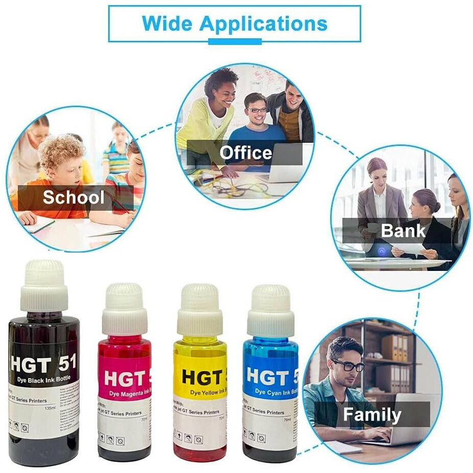 Good One Compatible Refill Ink With Hp 310 315 319 410 415 419 5810 5820 5821 Inktank Printers (Cymb) Pack Of 4 Black 135Ml/Colour 70Ml Each