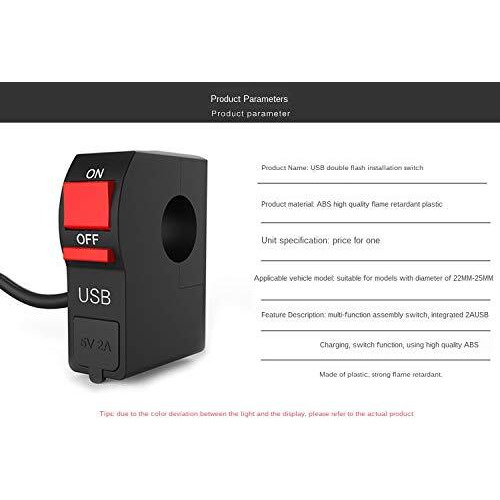 E-Generix New Multi-Function Motorcycle Usb Mobile Phone Charger Handle Switch Assembly 5V 2A By E-Generix
