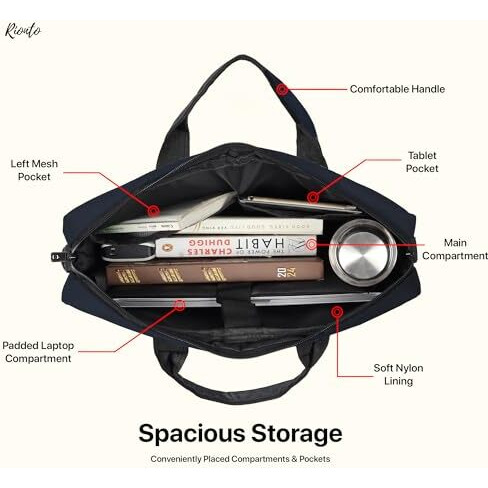 Rionto Office Laptop Bag For Men With Usb Charging Professional Office Bag For Men And Women Durable Laptop Messenger Bag Laptop Bag 15.6 Inch Laptop Macbook (Black, 15.6 Inch)