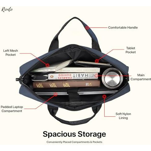 Rionto Office Laptop Bag For Men With Usb Charging Professional Office Bag For Men And Women Durable Laptop Messenger Bag Laptop Bag 15.6 Inch Laptop Macbook (Grey, 15.6 Inch)