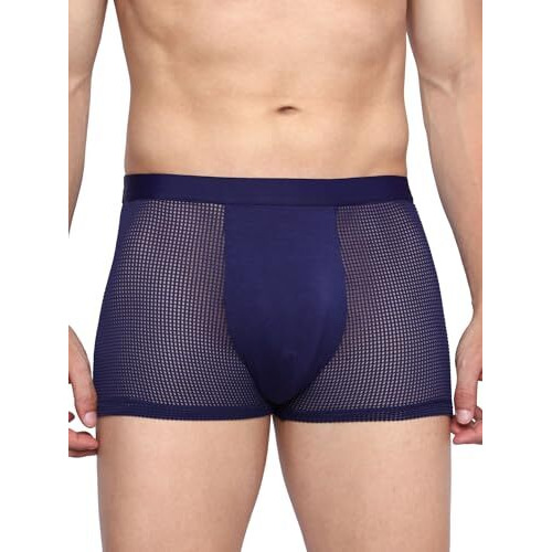 Asjar Mesh Boxer For MenS | Breathable Pouch Underwear | Dots Printed Silky Smooth Innerwear, (Pack Of 1) Multicolour