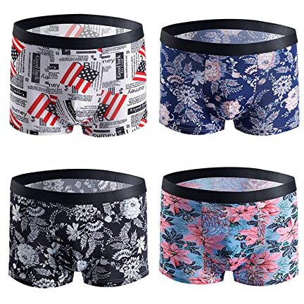 Asjar Ice Silk Briefs Men Boxer Brief | Men Extra-Thin Ice Silk Elasticity | Best Fitting (80 To 85Cm) | Pack Of 4 (Multi-Color)