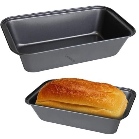Lexazo Nonstick Aluminium Baking Bread Pan Loaf Cake Mould Rectangular Shape Cake Making Tin Loaf Mould/Microwave Oven Safe Baking Tools & Accessories For Home(1Pc), Black