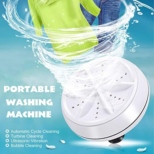 Grewia Mini Washing Machine Turbine Washing Machine Washing Machine Door Hinge Ultrasonic Lightweight Turbo Washer With Usb Cable - For Home Camping Dorms Business College Rooms.