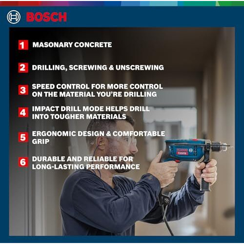 Bosch Gsb 10 Re Corded-Electric Tool Kit | 100-Piece Tools Box Kit | Power Supply 500W | Impact Drill Machine | Impact Rate Upto 41600 Bpm | Speed Upto 2600 Rpm | 1 Yr Warranty