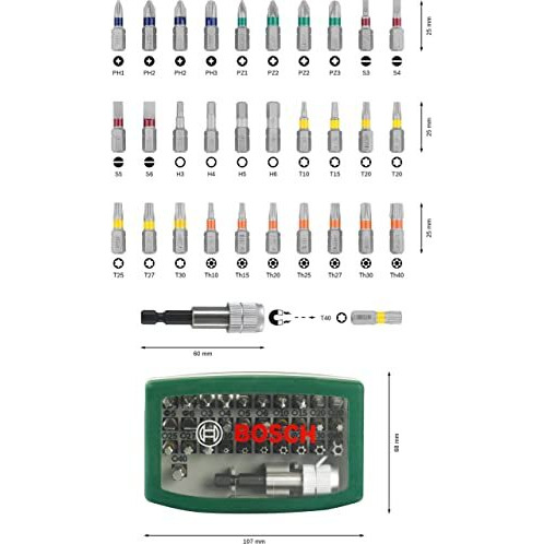 Bosch 2607017063 Metal Screwdriver Bits Kit (Grey)