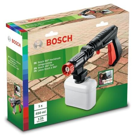 Bosch 360 Degree High Pressure Washer Gun (135 Bar) - Easy Aquatak 100, 10 & 120, Universal Aquatak 125 & 130 E Gun With 450 Ml Detergent Nozzle For Aqt & Aquatak High-Pressure Washers