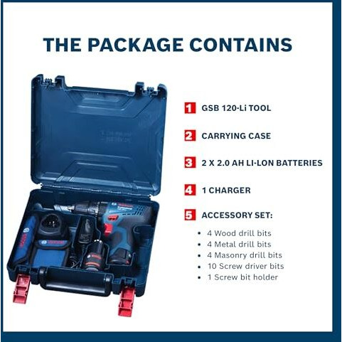 Bosch Gsb 120-Li Professional 12V Cordless Impact Drill Driver | Speed (1St/2Nd)- 0-400/0-1500 Rpm | Torque (Hard/Soft)- 30/14 Nm | Keyless Chuck | 2 Batteries & 1 Charger Included| 1 Yr Warranty