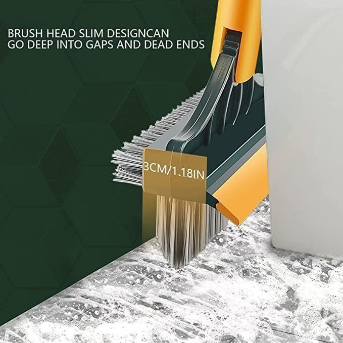 Bathroom 3-In-1 Bathroom Cleaning Brush With Wiper-Bathroom Cleaning Brush Long Handle 180 Rotate Toilet Brush Bathroom Tiles Cleaning, Wiper Floor Scrub For Kitchen Bathroom Cleaning (3 In1)