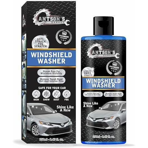 Antson Windshield Washer Fluid For Car | Car Windshield Cleaner Liquid In Concentrate Form (20Ml For 1L Tank) A Streak Free Finish With Our Car Wiper Liquid Gives 100% Optical Vision (250 Ml)