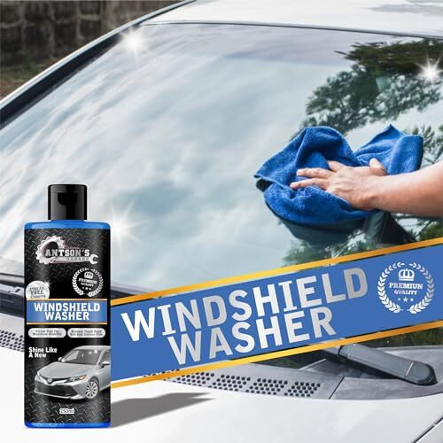 Antson Windshield Washer Fluid For Car | Car Windshield Cleaner Liquid In Concentrate Form (20Ml For 1L Tank) A Streak Free Finish With Our Car Wiper Liquid Gives 100% Optical Vision (250 Ml)