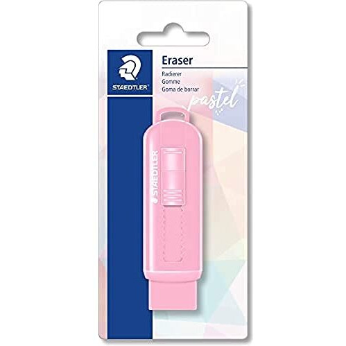Staedtler 525 Ps Pvc-Free Eraser With Sliding Plastic Sleeve In Blistercard Containing 1 Eraser In Any Of 4 Assorted Pastel Colours