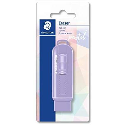 Staedtler 525 Ps Pvc-Free Eraser With Sliding Plastic Sleeve In Blistercard Containing 1 Eraser In Any Of 4 Assorted Pastel Colours
