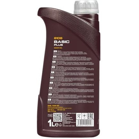 Mannol 8108 Basic Plus Fully Synthetic Gear Oil Sae 75W-90 Api Gl4+, Mil-L-2105 Imported From Germany (1L)