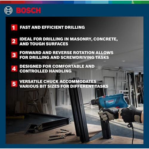 Bosch Gsb 600 Corded Electric Impact Drill | 600 W Motor | Speed Upto 3000 Rpm | Rated Torque Of 1.4 Nm | Impact Rate Upto 48000 Bpm | Double Insulation | 1 Year Warranty