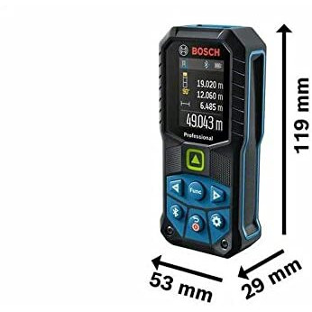Bosch Glm 50-27 Cg Bluetooth Enabled 50M Range Laser Distance Meter With Color Backlit Display