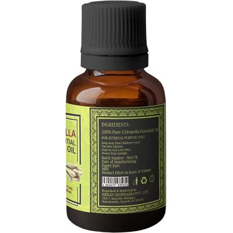 Heilen Biopharm Citronella Essential Oil - 15 Ml Per Bottle Pack Of 1, For Stress Relief Aromatherapy Insect Repellent (Cymbopogon Nardus)