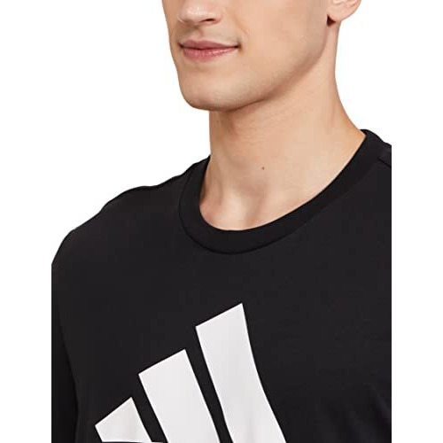 Adidas Men's Cotton Geometric Regular Fit T-Shirt (Hs9688_Black/White M)