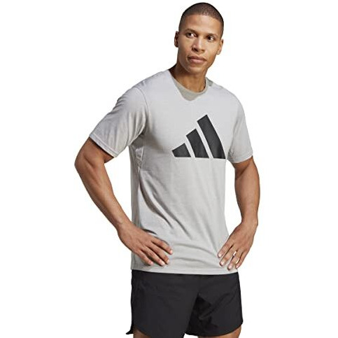 Adidas Men's Geometric Regular Fit T-Shirt (Ib8276_Mgreyh/Black