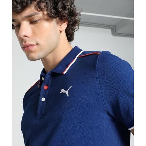 Puma Cotton Men's Letter Print Regular Fit T-Shirt (67040916_Blazing Blue Large)