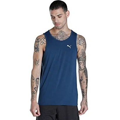 Puma Men's Cotton Solid Regular Fit T-Shirt (67651501_Dark Denim M), Blue