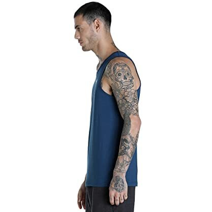 Puma Men's Cotton Solid Regular Fit T-Shirt (67651501_Dark Denim M), Blue