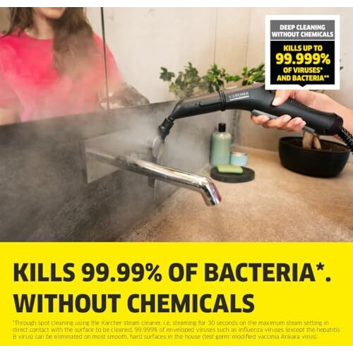Karcher Sc 2 Easyfix Steam Cleaner, 1500W, 3.2 Bar Pressure, 1200L Steam/L Water, Chemical Free Cleaning, Removes 99.99% Viruses & Bacteria, Easyfix Floor Kit, Ideal For Home Use, German Tech, White