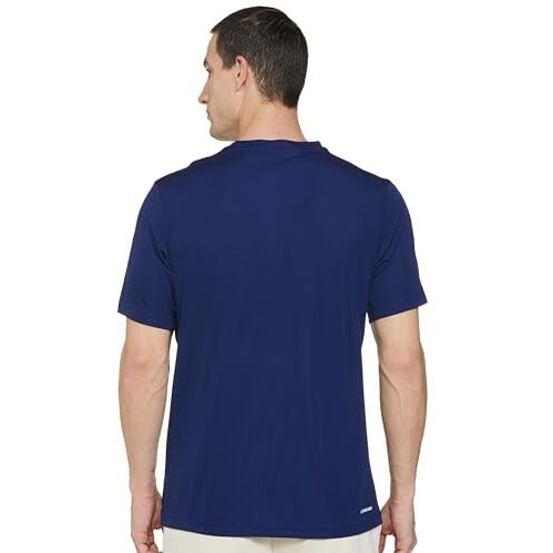 Adidas Men's Polyester Striped Regular Fit T-Shirt (Im5979_Drkblu/White, Medium