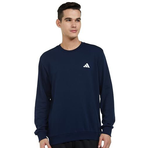 Adidas Men's Cotton Blend Crew Neck Regular Fit Sweatshirt (Je9381_Conavy_Large)