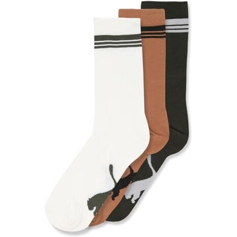 Puma Unisex-Adult Cat Crew Socks 3P, Camel/White/Forest Night, 39/42 (94053901)