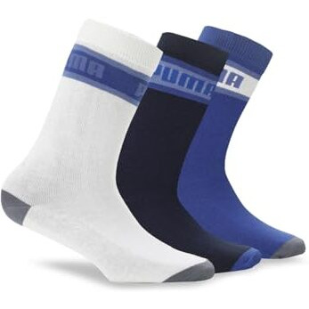 Puma Cotton Unisex-Adult Classic Crew Calf Length Socks 3P, Royal Sapphire/White, 39/42 (94057702)