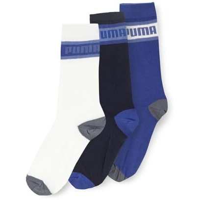 Puma Cotton Unisex-Adult Classic Crew Calf Length Socks 3P, Royal Sapphire/White, 39/42 (94057702)
