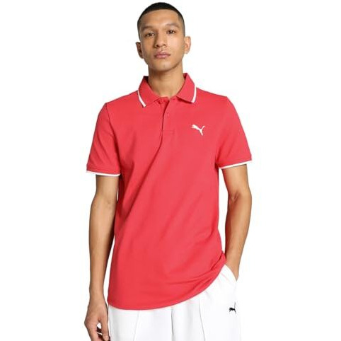 Puma Cotton Men's Solid Slim Fit T-Shirt (588198_For All Time Red-Cat Large)