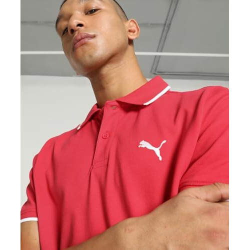 Puma Cotton Men's Solid Slim Fit T-Shirt (588198_For All Time Red-Cat Large)