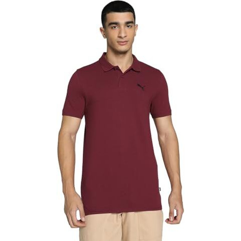 Puma Men's Solid Regular Fit T-Shirt (606764_Rhubarb