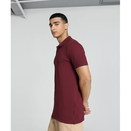 Puma Men's Solid Regular Fit T-Shirt (606764_Rhubarb