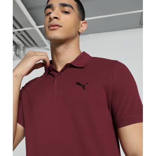 Puma Men's Solid Regular Fit T-Shirt (606764_Rhubarb