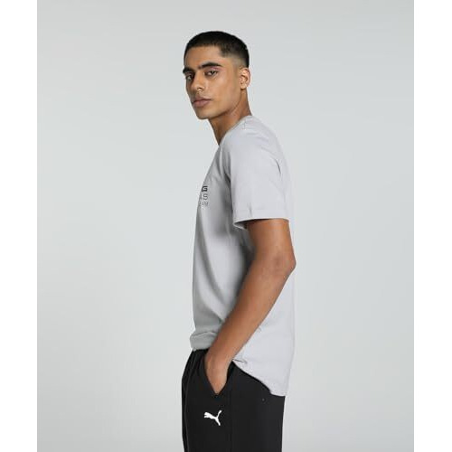 Puma Men's Cotton Printed Regular Fit T-Shirt (627349_Team Silver, Medium
