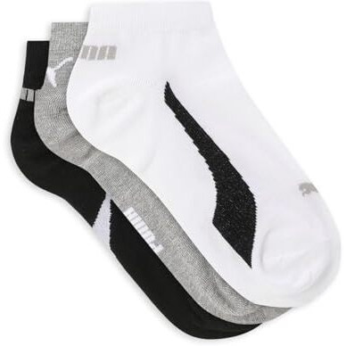 Puma Cotton Unisex-Adult Unisex Lifestyl Snkr 3P Ankle Length Socks, White-Cool Gray 7-Black, 39/42 (68539102)