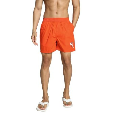 Puma Men's Cotton Classic Printed Boxer Shorts (Pack Of 1) (685253_Deep Apricot-Live Wire