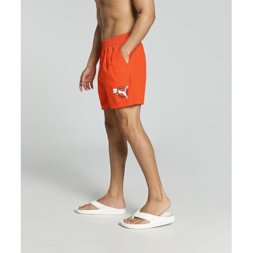 Puma Men's Cotton Classic Printed Boxer Shorts (Pack Of 1) (685253_Deep Apricot-Live Wire